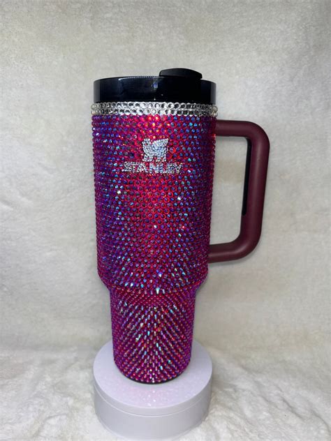 Authentic Stanley 40 Oz Tumbler hand Rhinestoned Red and Silver Design ...