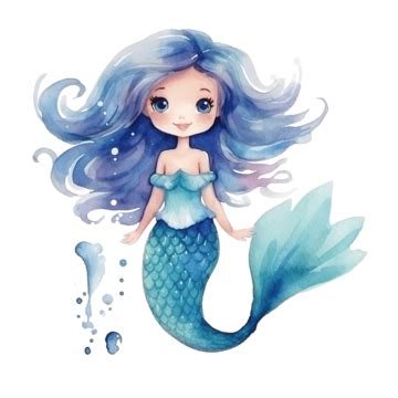 Cute Watercolor Mermaid, Mermaid, Watercolor, Set PNG Transparent Image ...