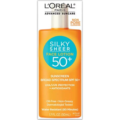 L'Oréal Paris Advanced Suncare Silky Sheer Broad Spectrum Sunscreen Face Lotion SPF 50+ - Shop ...