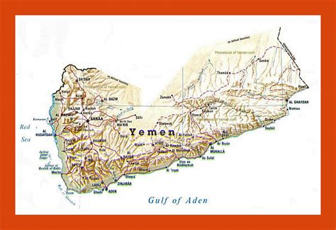 Relief map of Yyemen | Maps of Yemen | Maps of Asia | GIF map | Maps of ...