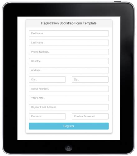 Registration Bootstrap Form Template | Free source code, tutorials and ...