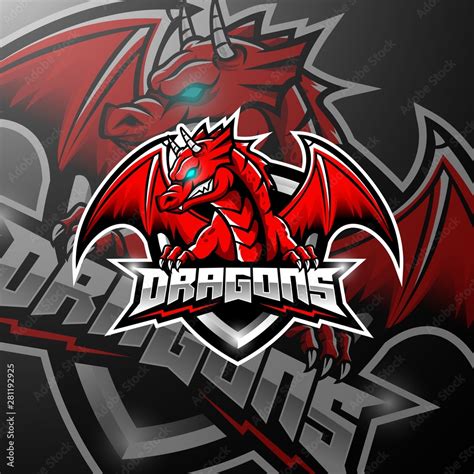 Red dragon esports logo design Stock Vector | Adobe Stock