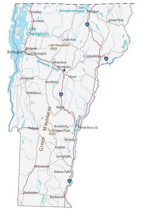 Map of Vermont - Cities and Roads - GIS Geography