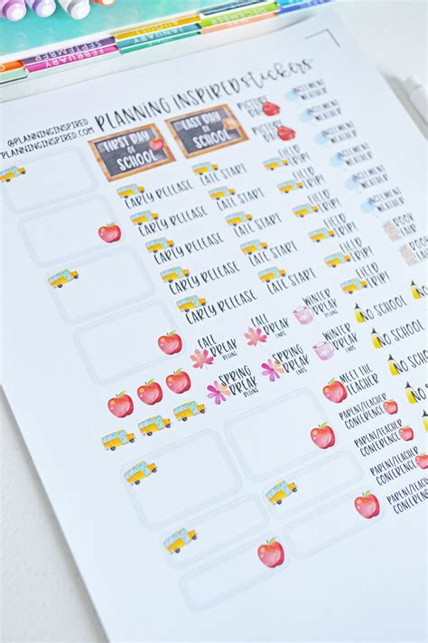 Free Printable School Planner Stickers - Planning Inspired