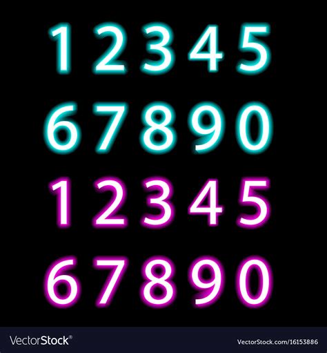 Set neon numbers isolated Royalty Free Vector Image