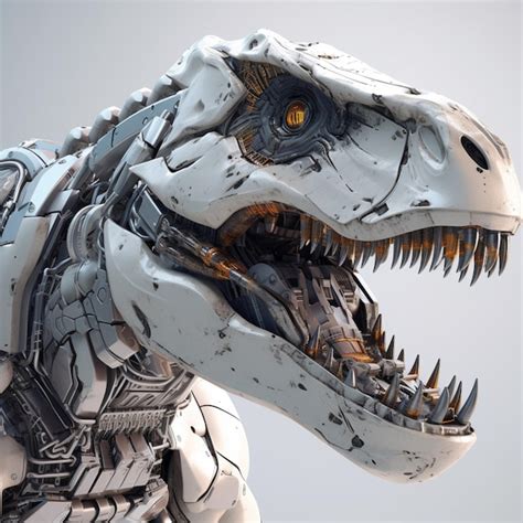 Premium AI Image | A robot with a large t - rex head.