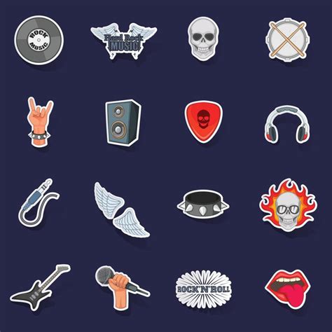 Rock music icons set vector sticker 21413114 Vector Art at Vecteezy