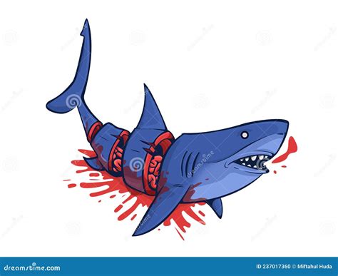 A Cartoon Illustration of a Dead Shark with Cut Body Stock Illustration - Illustration of nature ...