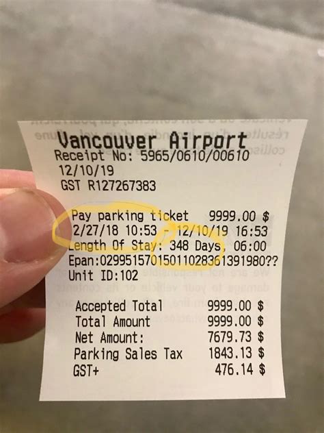 Vancouver Airport Parking Receipt : r/vancouver