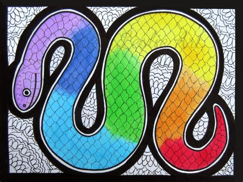 Original 6 X 8 Rainbow Snake Painting Multicolor Serpent | Etsy