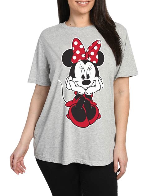 Women's Plus Size Disney Minnie Mouse Sitting Short Sleeve T-Shirt Gray ...