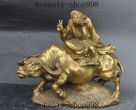 Crafts statue brass Literati Philosopher Lao Zi Lao tzu Ride Zodiac Bull Oxen Statue-in Statues ...