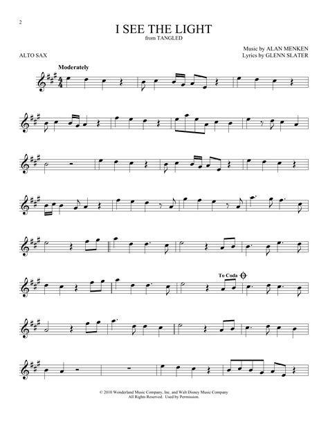 I See The Light (from Tangled) by Alan Menken Sheet Music for Alto Sax ...