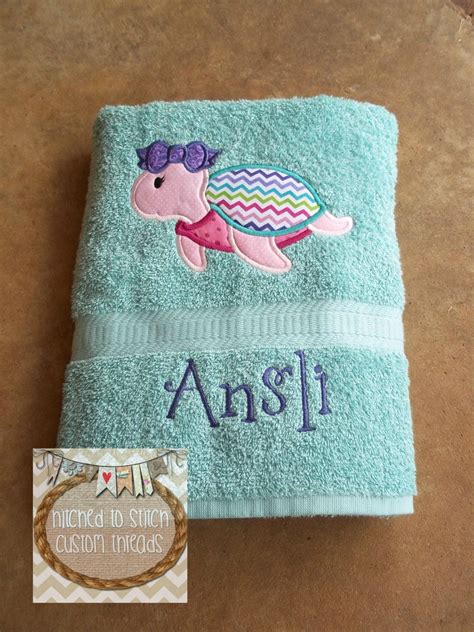 Sweet Sea Turtle Personalized Towel, Swim Towels, Beach Towels, Personalized Gifts, Boutique ...