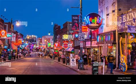 Memphis Beale Street at night in Memphis, Tennessee, USA Stock Photo ...