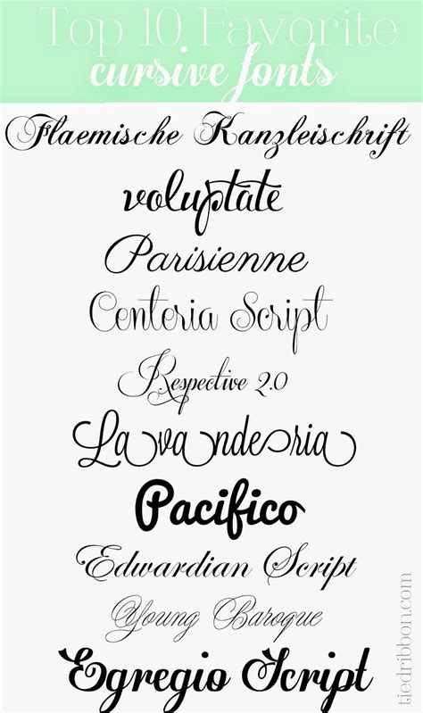 These are my Top 10 Favorite Cursive fonts to use and seem to be in ...