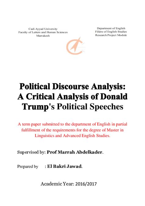 (PDF) Political Discourse Analysis: a Critical Analysis of Trump’s ...