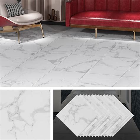 Buy Livelynine 16-Pack White Vinyl Flooring Peel and Stick Floor Tile ...