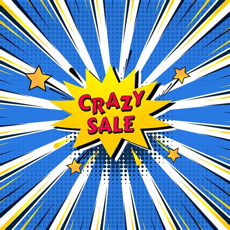 Crazy sale bubble talk in pop-art style colorful background 241356 Vector Art at Vecteezy