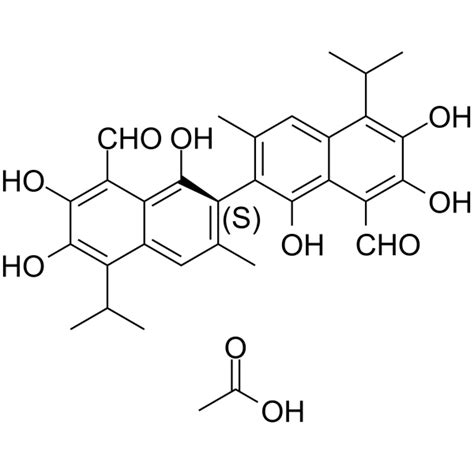 (S)-Gossypol (acetic acid) ((S)-(+)-Gossypol acetic acid) | CAS 1189561-66-7 | AbMole BioScience ...