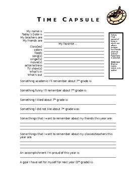 Time Capsule Letter by Hadfield's Math and ELA Emporium | TpT