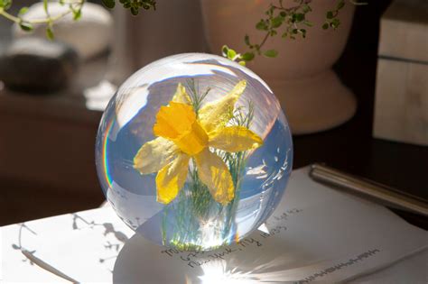 Glass Paperweights With Flowers Inside : China Flower Inside Design Crystal Resin Half Ball ...