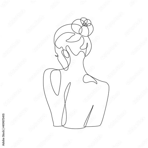 Woman Body Line Drawing. Abstract Minimal Female Back Icon, Logo ...