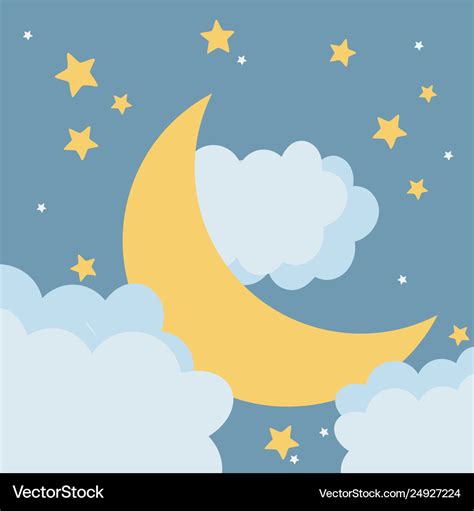 Moon at night cartoon Royalty Free Vector Image