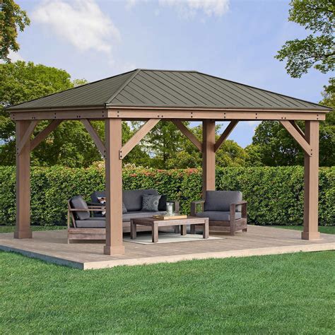 Yardistry 12' x 16' Gazebo with Aluminum Roof | Patio gazebo, Backyard gazebo, Pergola plans