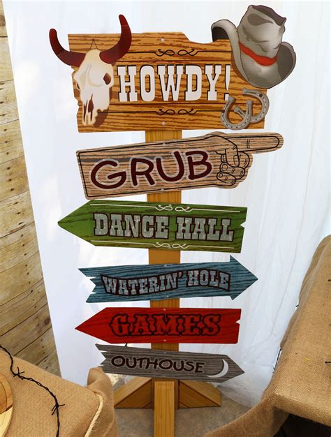 Western Party Directional Sign Cardboard Stand-Up | Cowboy birthday party, Western theme party ...