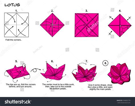 Origami Flower Origami Lotus Origami Diagram Stock Illustration ...