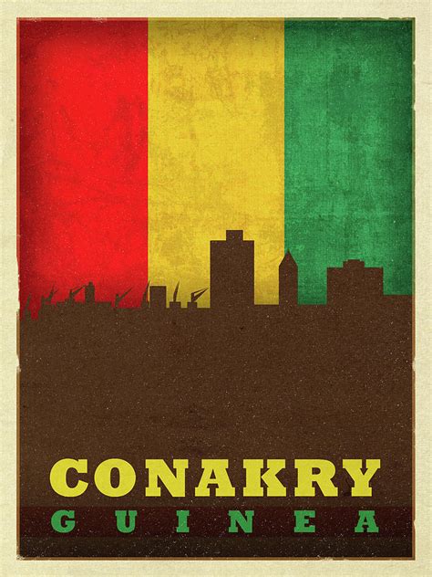 Conakry Guinea World City Flag Skyline Mixed Media by Design Turnpike ...