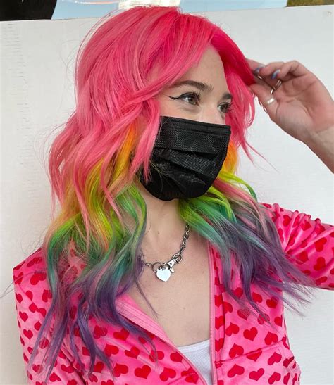 Pink rainbow hair I did for a client a couple weeks ago : r/FancyFollicles