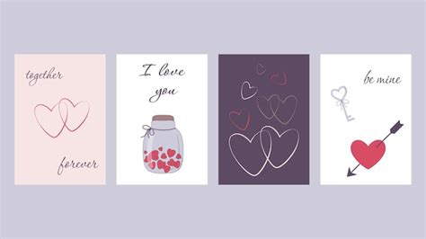 Premium Vector | Set of romantic cards