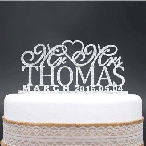 Custom Wedding Cake Topper Personalized Monogram Cake Topper Mr and Mrs Cake Decor Bride and ...