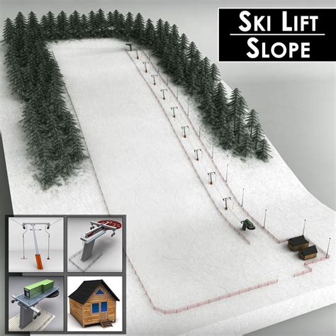 Ski slope lift mountain pack 3D model | CGTrader