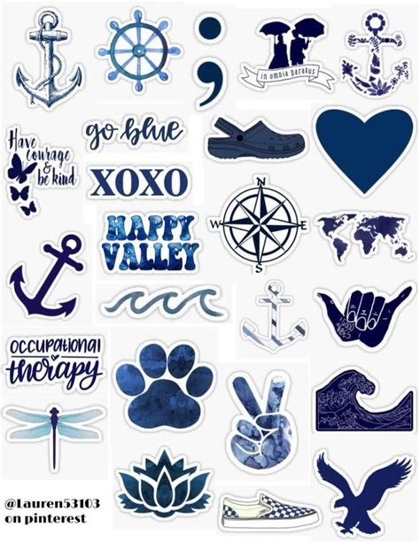 Navy Blue Sticker Pack | Tumblr sticker, Laptop aufkleber, Vintage sticker