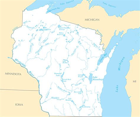 Wisconsin Rivers And Lakes • Mapsof.net