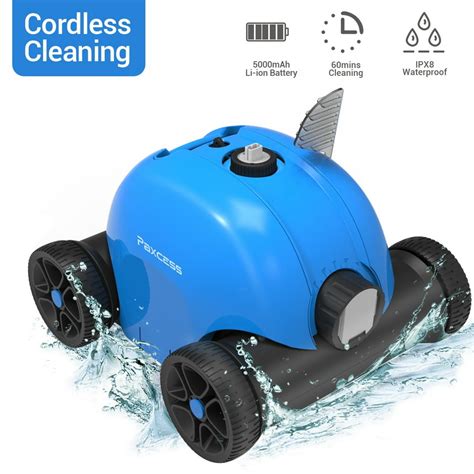 Paxcess Cordless Automatic Pool Cleaner for Swimming pool of Flat Floor Rechargeable Robotic ...