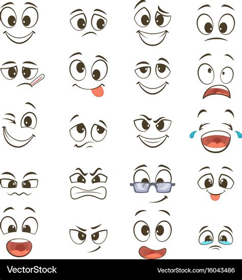 Cartoon happy faces with different expressions Vector Image