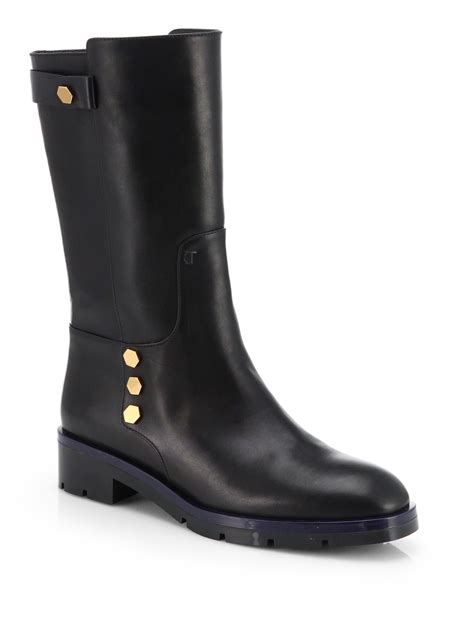 Lyst - Tod'S Flat Mate Leather Mid-Calf Boots in Black