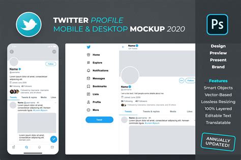 Twitter Profile Mockup | Creative Photoshop Templates ~ Creative Market