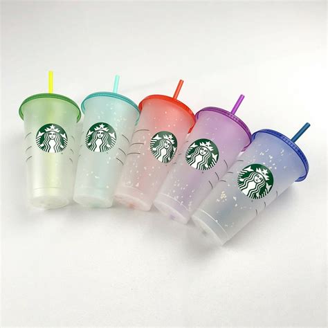 Starbucks Cup Color Changing Confetti Reusable Cold Cup With Straw 24 oz - Walmart.com - Walmart.com