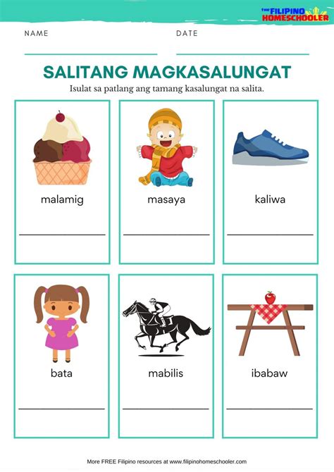 Salitang Magkasalungat Worksheets (SET 2) — The Filipino Homeschooler