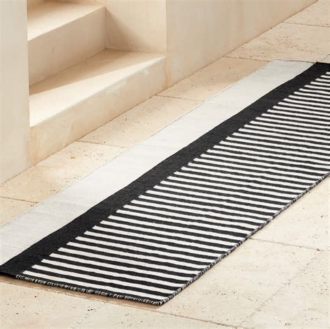 Rowan Striped Black & White Outdoor Runner + Reviews | CB2 Indigo Runner, Black Runner Rug ...