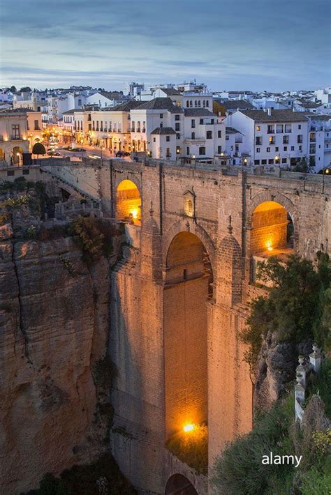 Puente Nuevo bridge at sunset - Alamy stock photo in 2020 | Ronda spain, Spain images, Places to ...