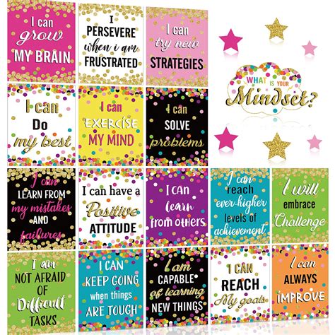 Buy Growth Mindset s Set, Confetti Classroom Bulletin Board Decorations Positive Mindfulness ...