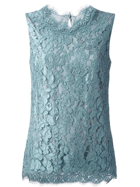 Lyst - Dolce & Gabbana Sleeveless Lace Top in Blue