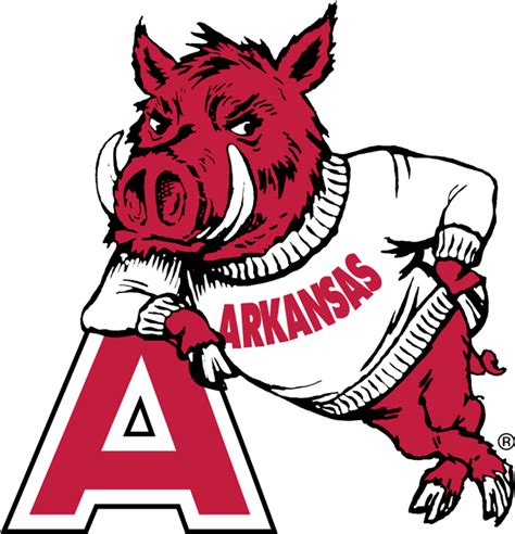 arkansas football 2000s | Arkansas Razorbacks Primary Logo (1951) - Hog leaning on a Red A ...