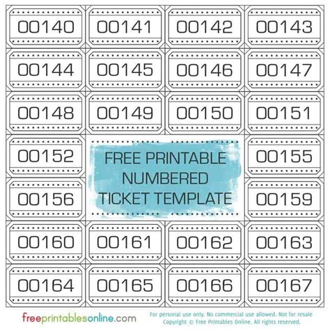 Free Printable Numbered Ticket Template - Free Printables Online | Ticket template free ...